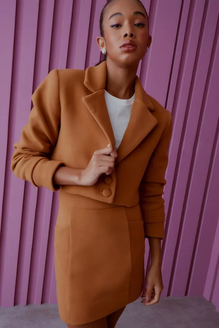 SET CROPPED BLAZER AND SKIRT