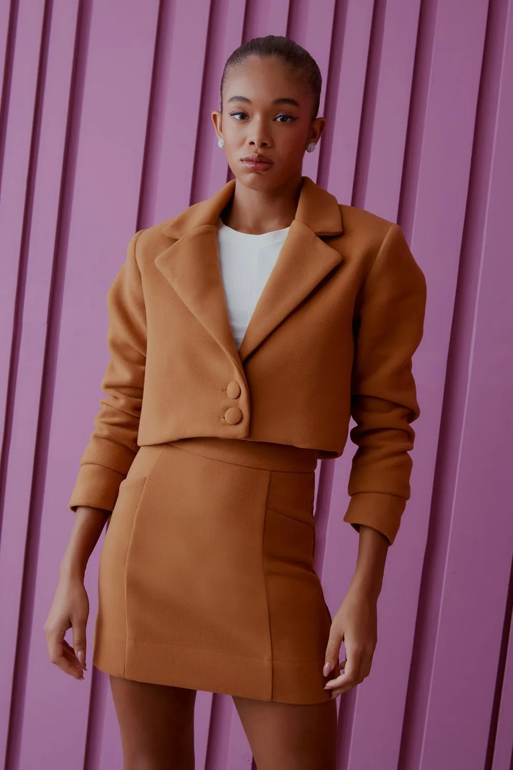SET CROPPED BLAZER AND SKIRT