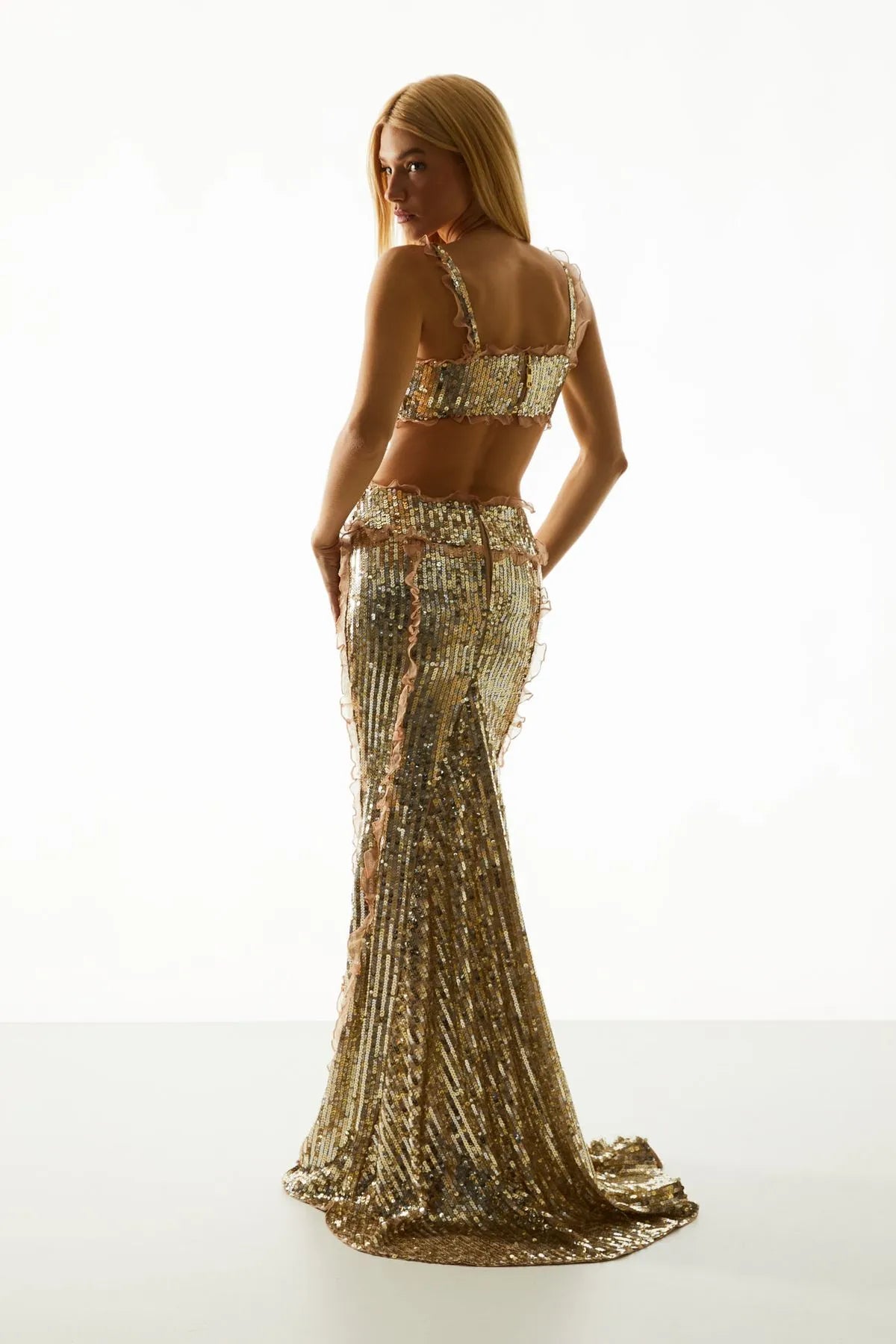 LONG GOLD SEQUIN DRESS